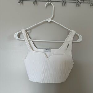 Babaton Ivory Ribbed Square-Neck Cropped Tank